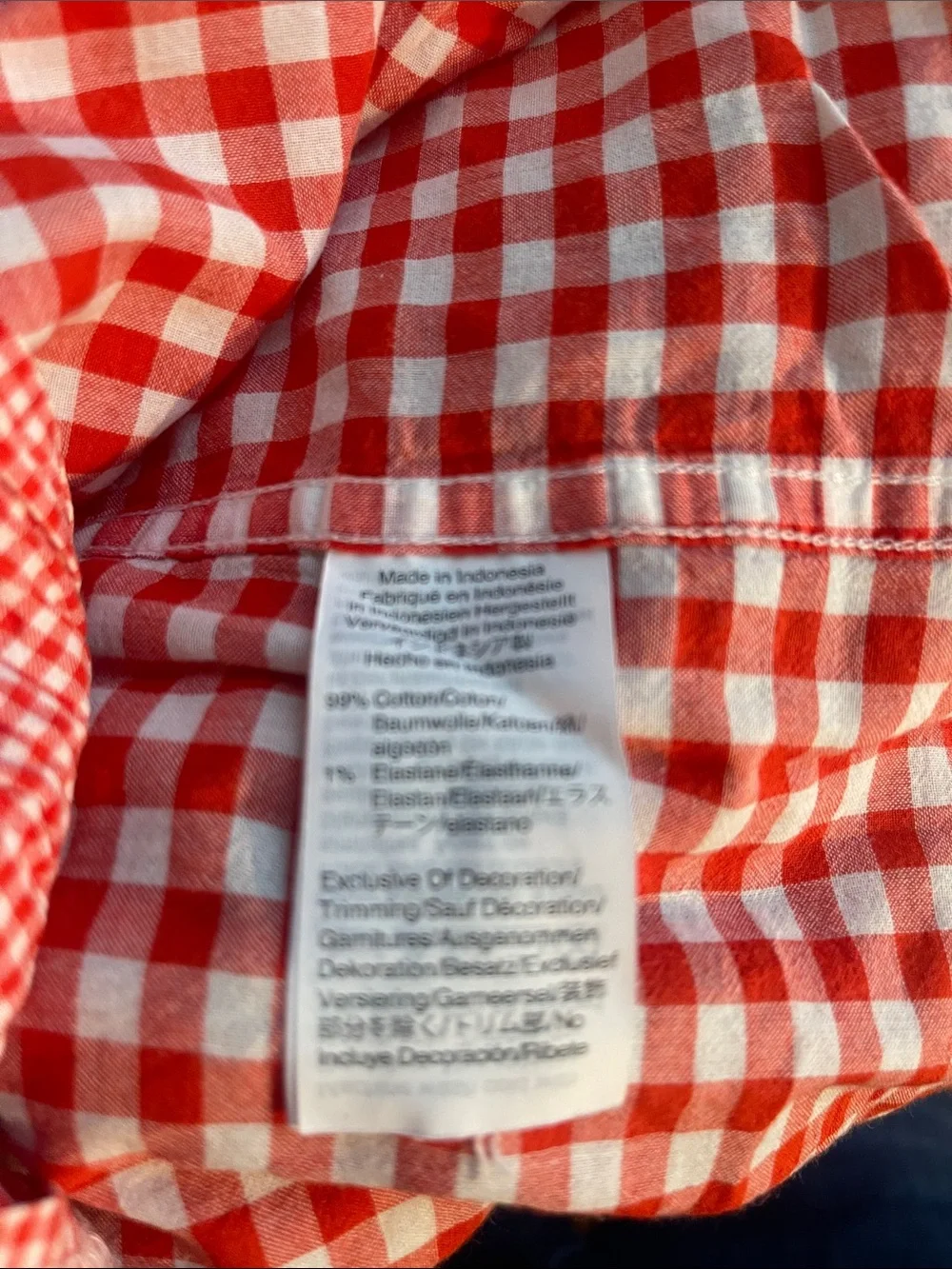 J. Crew Red and White Gingham Short-Sleeve Pajama Top